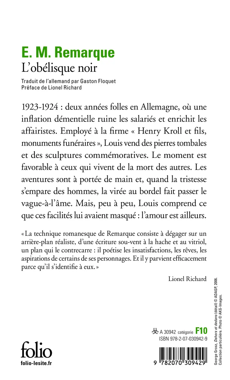 L'obélisque noir - Erich Maria Remarque