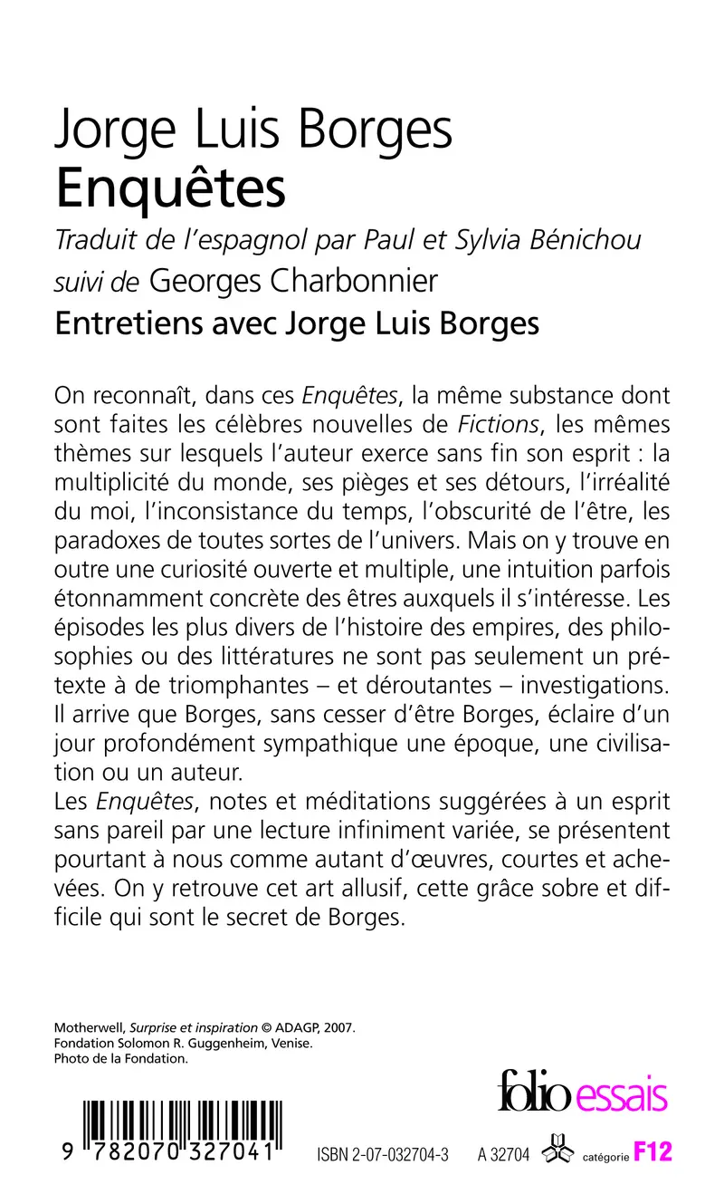 Enquêtes suivi d' Entretiens avec Georges Charbonnier - Jorge Luis Borges - Georges Charbonnier