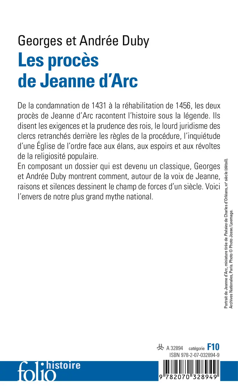 Les Procès de Jeanne d'Arc - Andrée Duby - Georges Duby