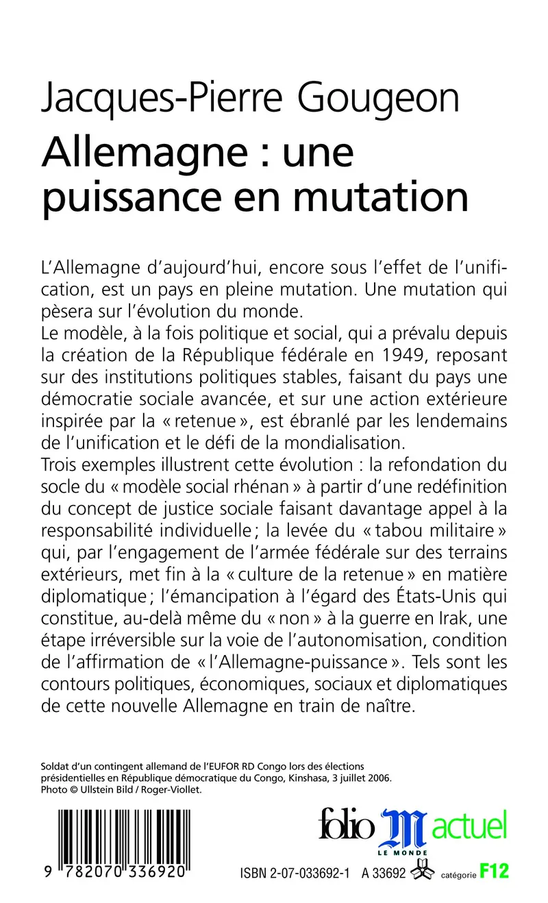 Allemagne : une puissance en mutation - Jacques-Pierre Gougeon