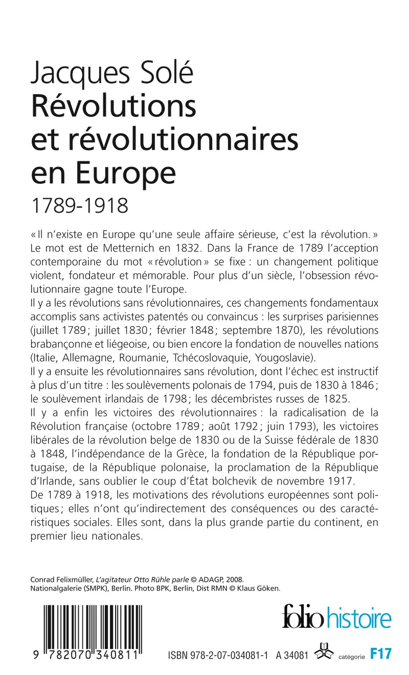 Révolutions et révolutionnaires en Europe - Jacques Solé