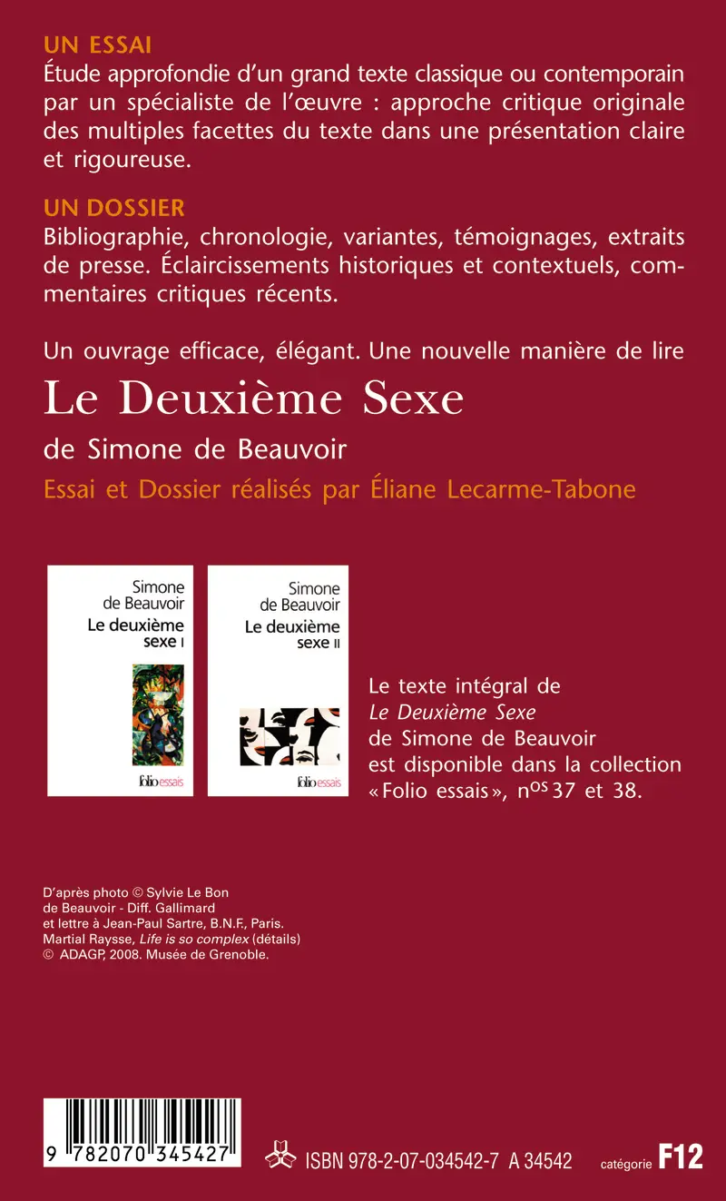 Le Deuxième Sexe, de Simone de Beauvoir (Essai et dossier) - Éliane Lecarme-Tabone