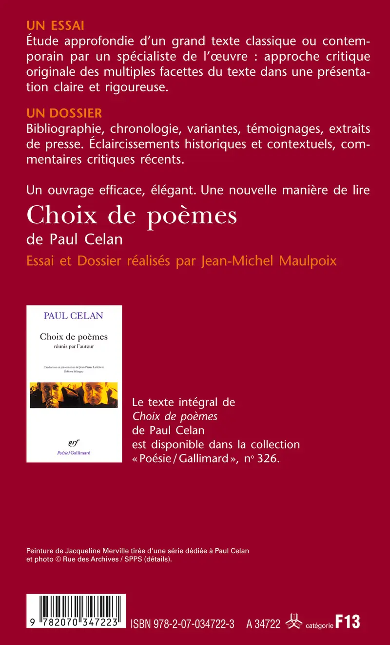 Choix de poèmes de Paul Celan (Essai et dossier) - Jean-Michel Maulpoix