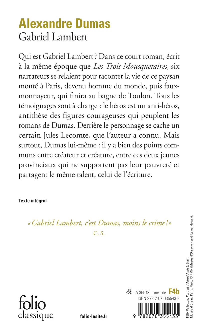 Gabriel Lambert - Alexandre Dumas