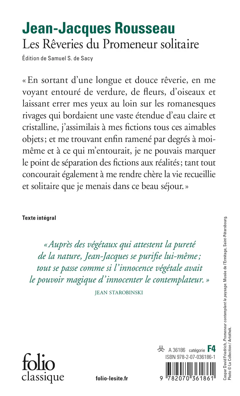 Les Rêveries du Promeneur solitaire - Jean-Jacques Rousseau