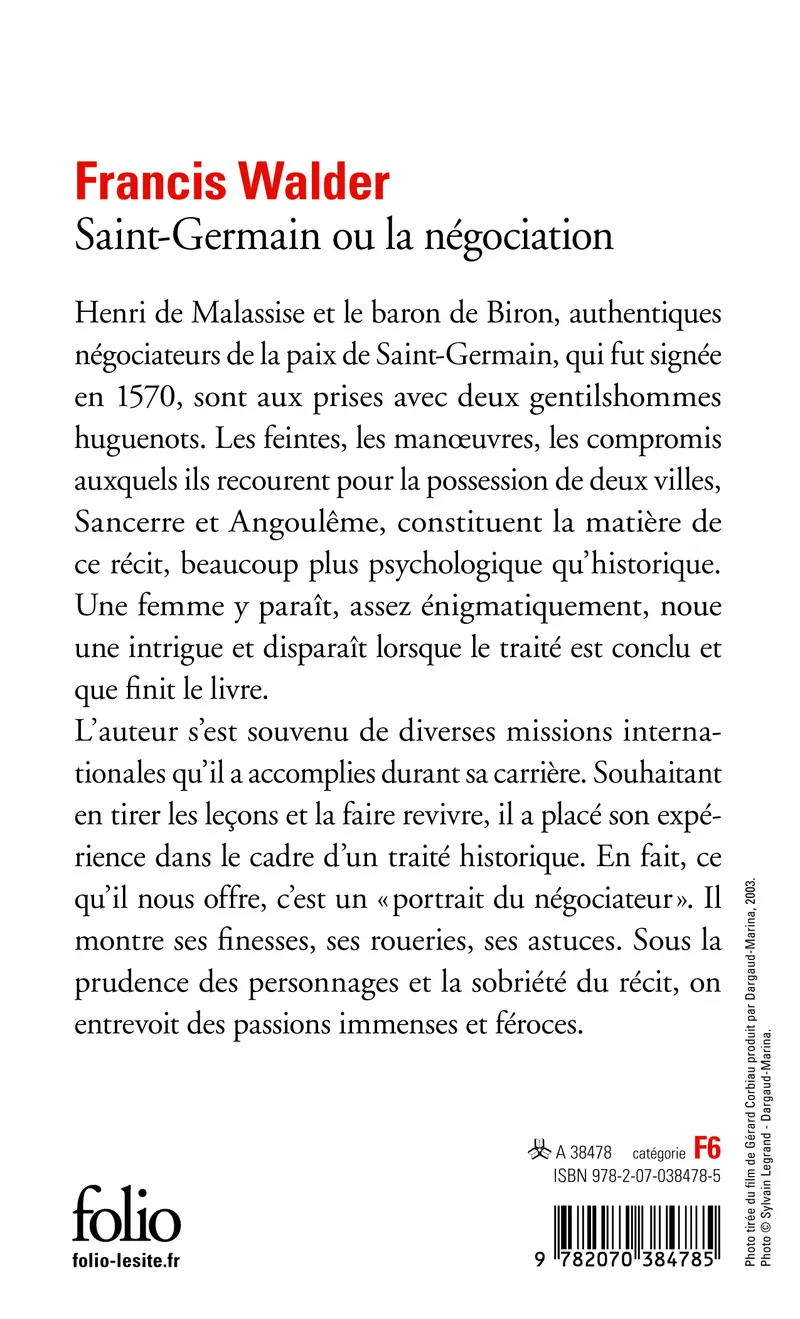 Saint-Germain ou La négociation - Francis Walder