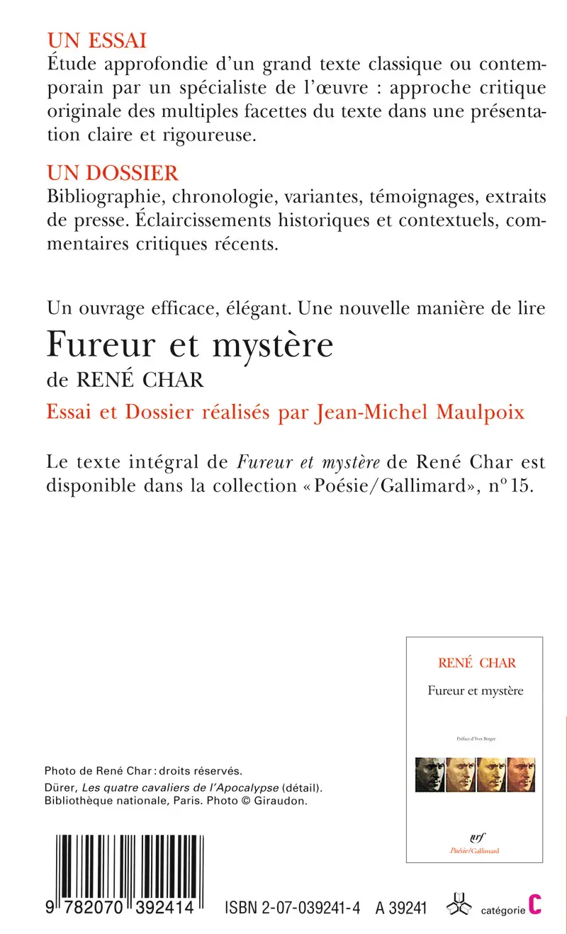 Fureur et mystère de René Char (Essai et dossier) - Jean-Michel Maulpoix
