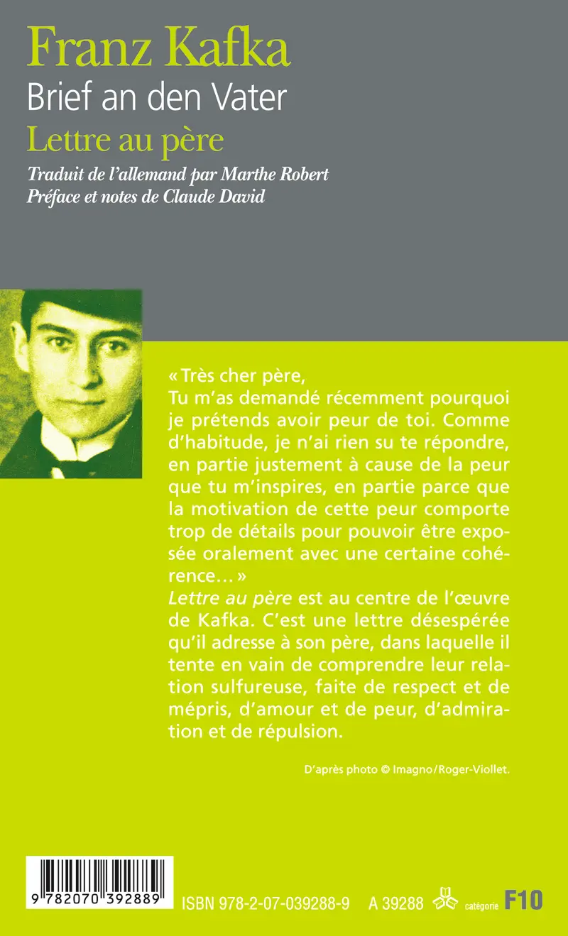 Lettre au père/Brief an den Vater - Franz Kafka
