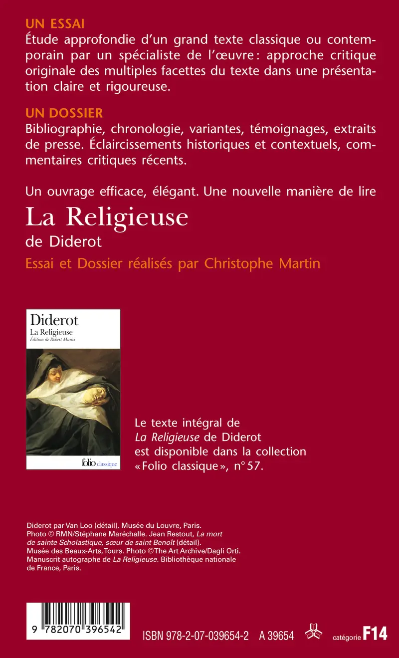 La Religieuse de Diderot (Essai et dossier) - Christophe Martin