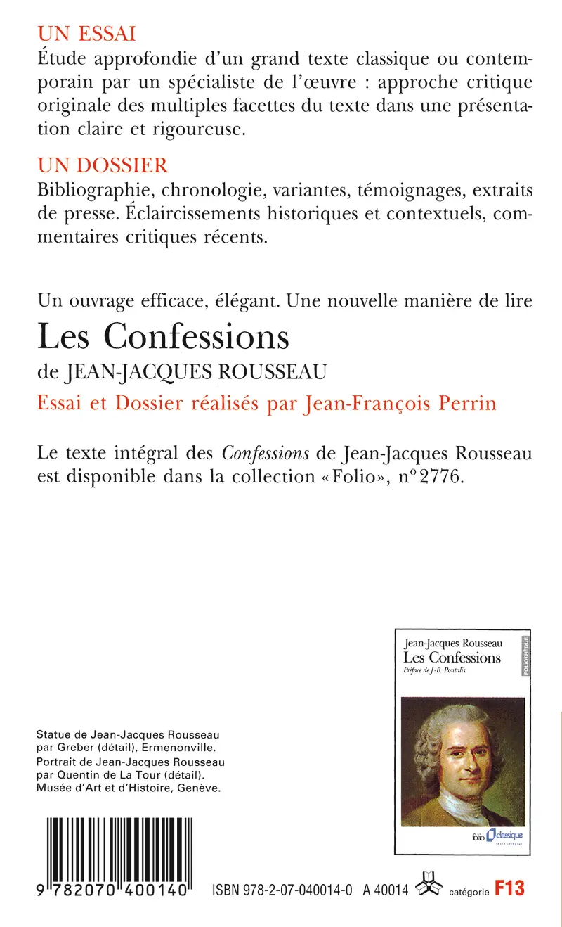 Les Confessions de Jean-Jacques Rousseau (Essai et dossier) - Jean-François Perrin