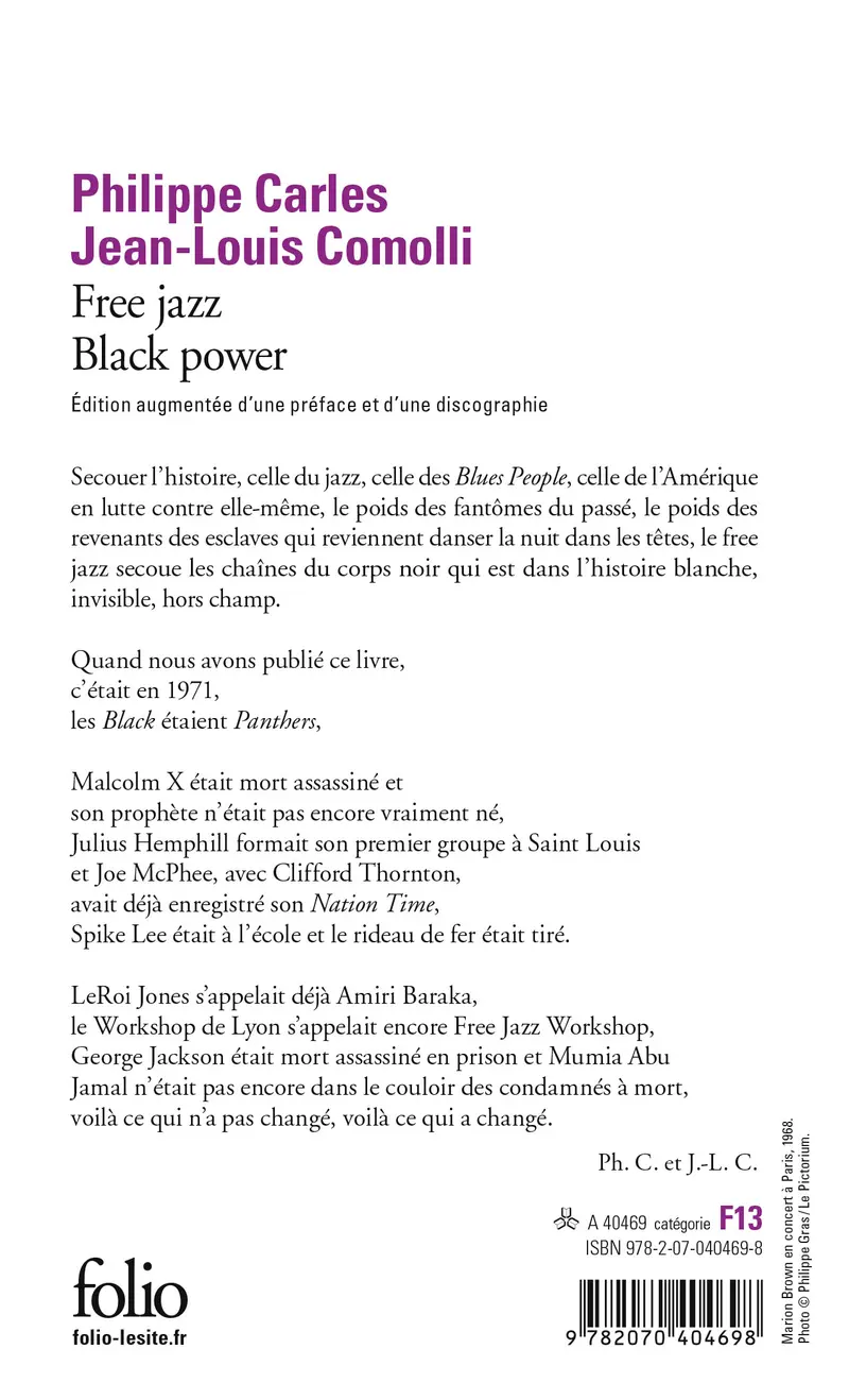 Free jazz Black power - Philippe Carles - Jean-Louis Comolli