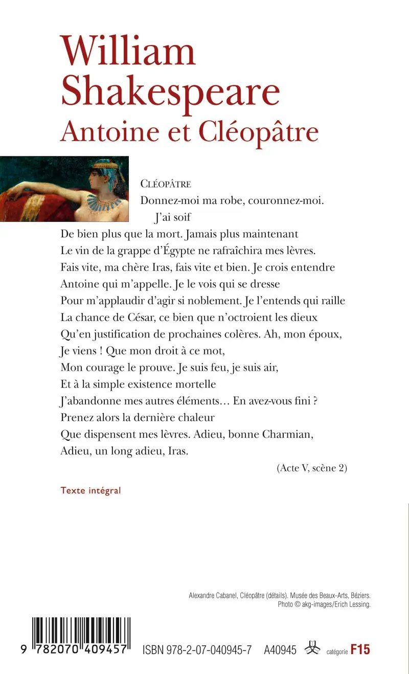 Antoine et Cléopâtre - William Shakespeare