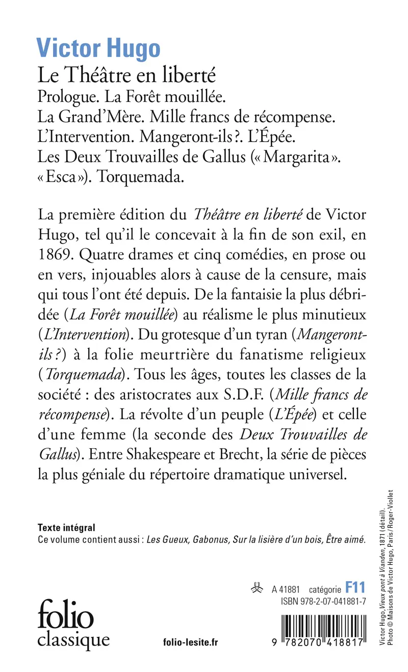 Le Théâtre en liberté - Victor Hugo