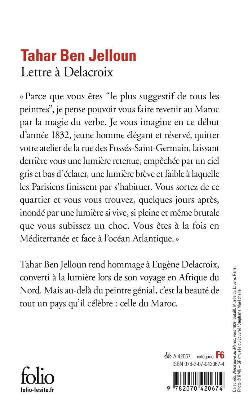 Lettre à Delacroix - Tahar Ben Jelloun