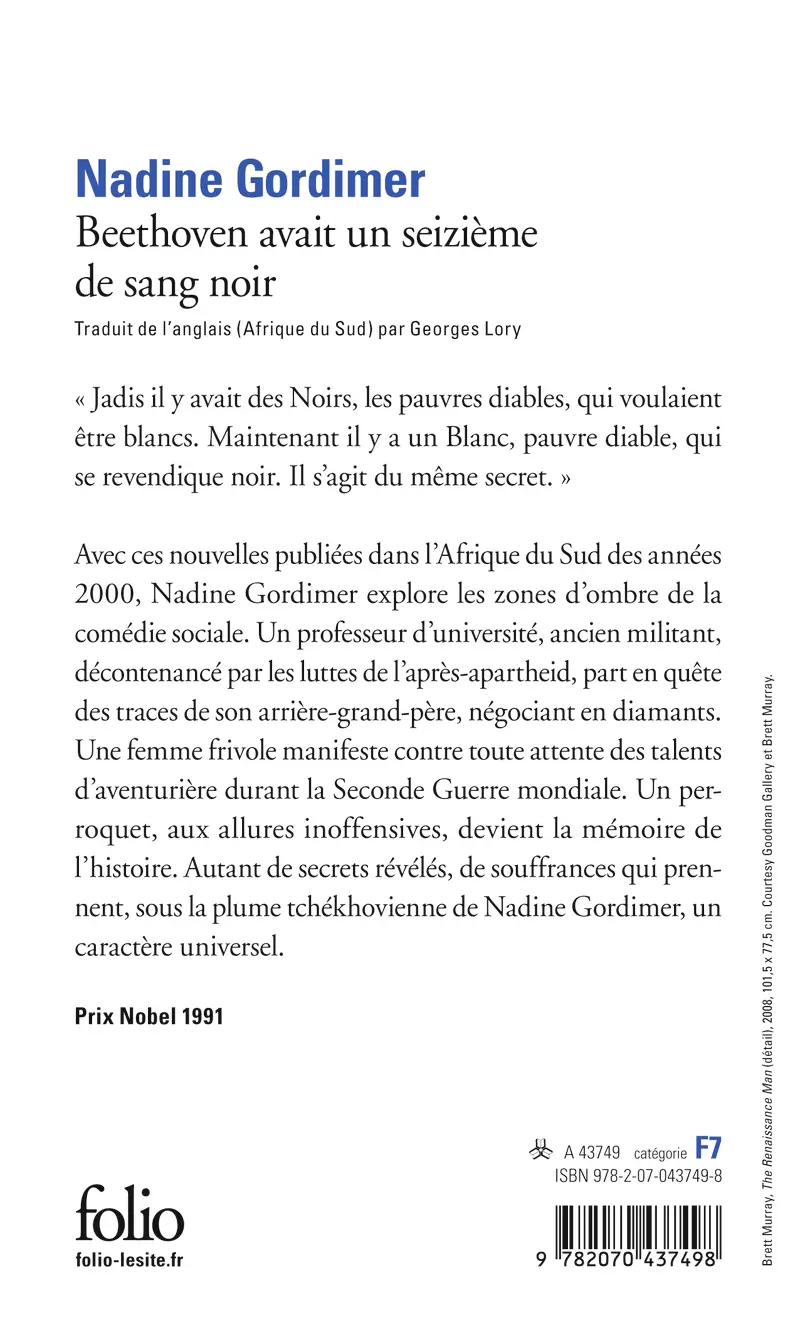 Beethoven avait un seizième de sang noir - Nadine Gordimer