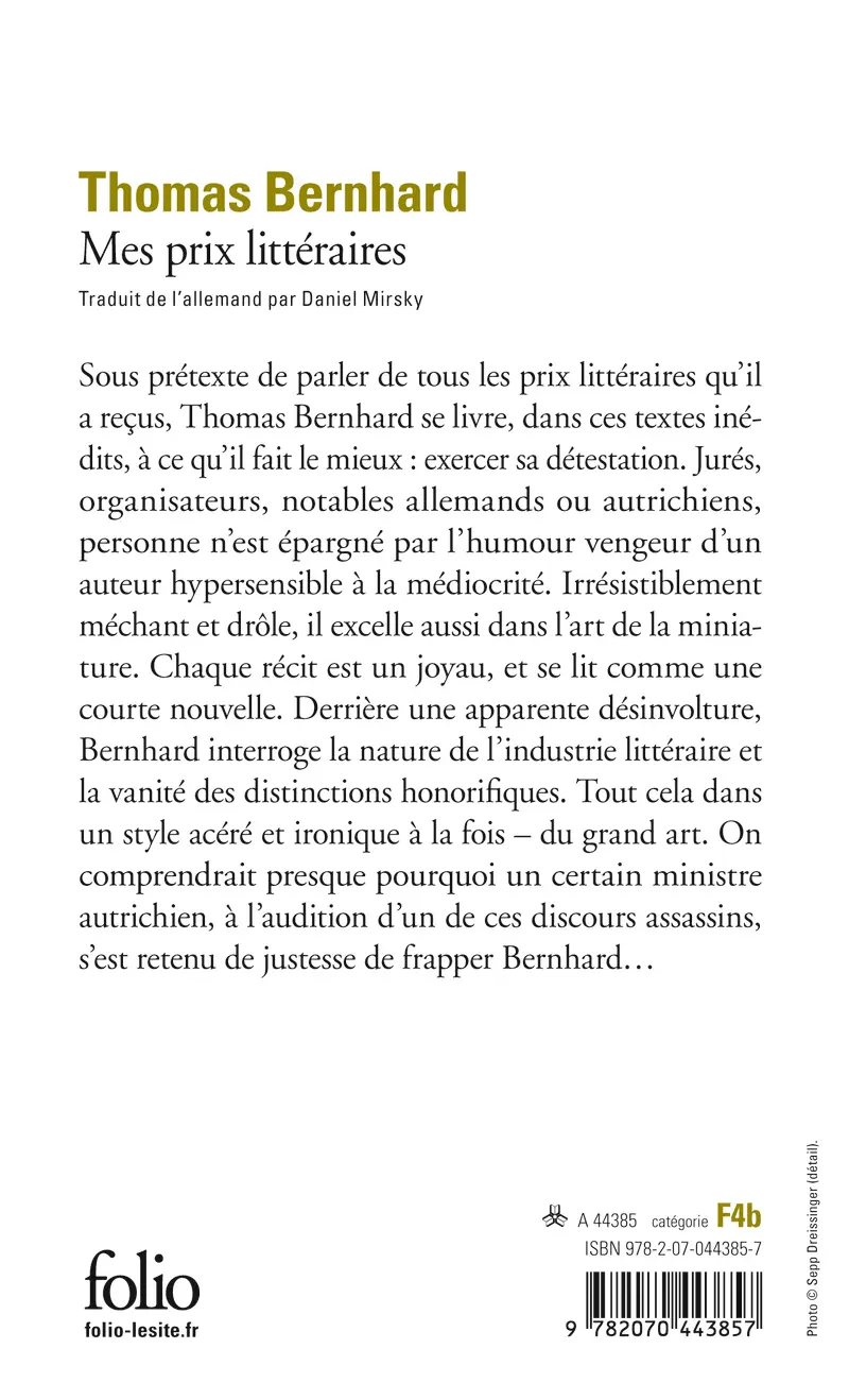 Mes prix littéraires - Thomas Bernhard