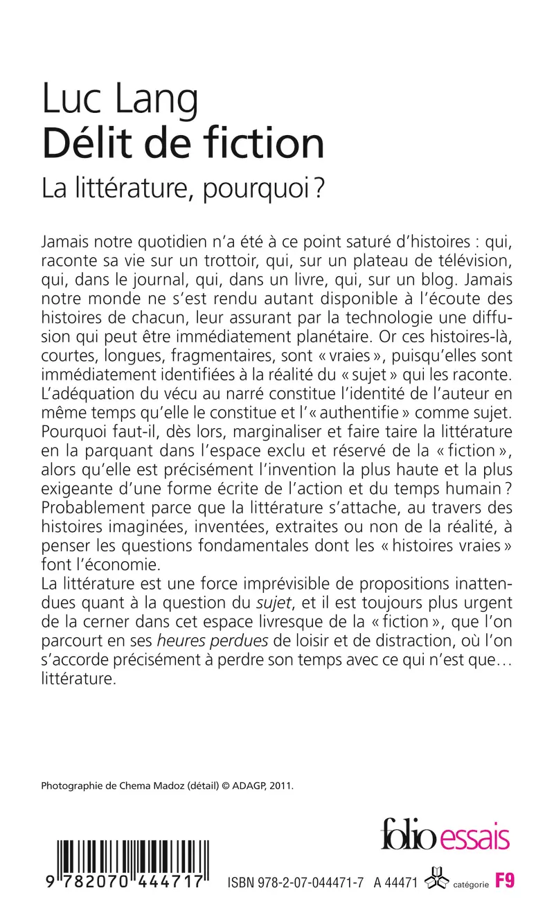Délit de fiction - Luc Lang