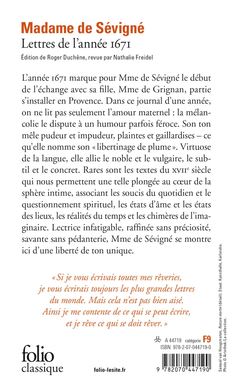 Lettres de l'année 1671 - Madame de Sévigné