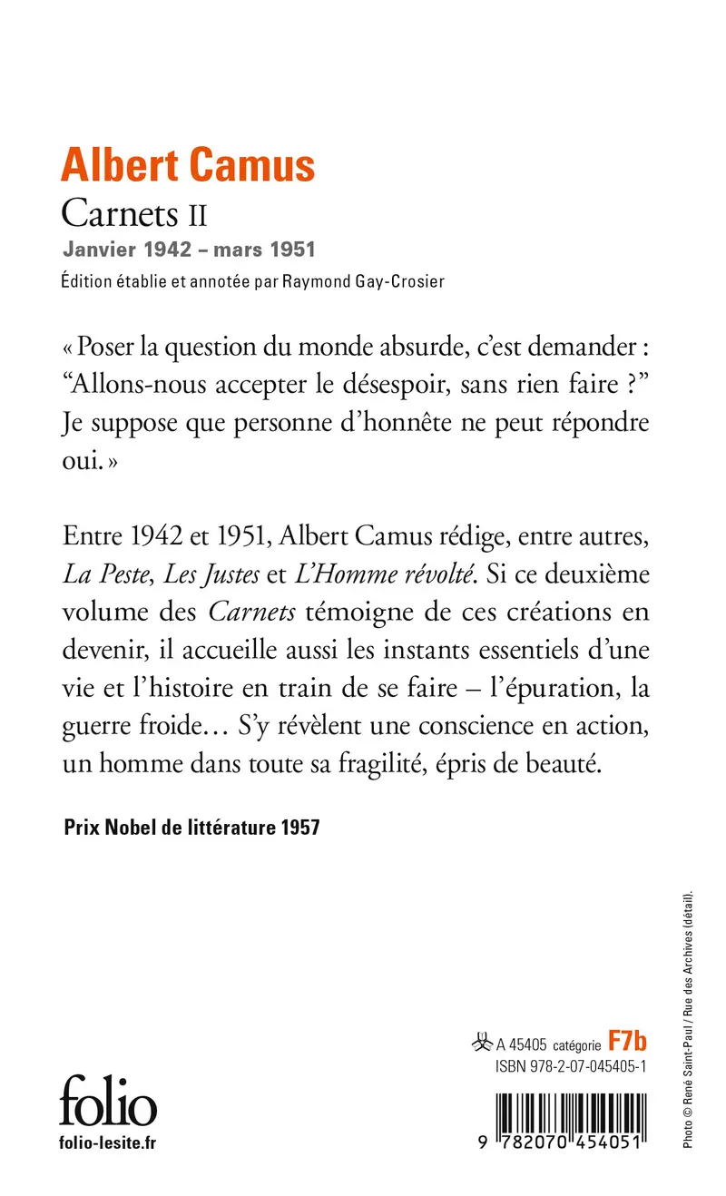 Carnets - Albert Camus