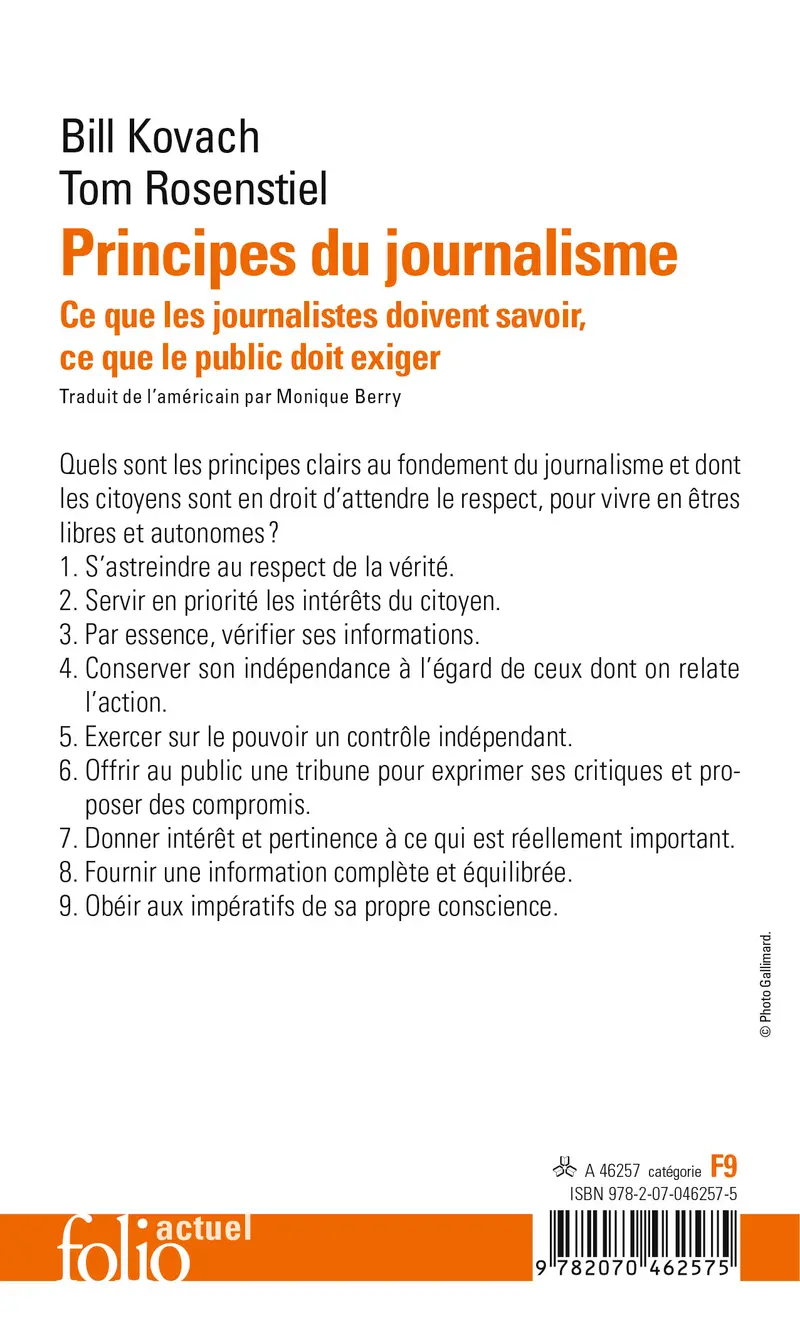 Principes du journalisme - Bill Kovach - Tom Rosenstiel