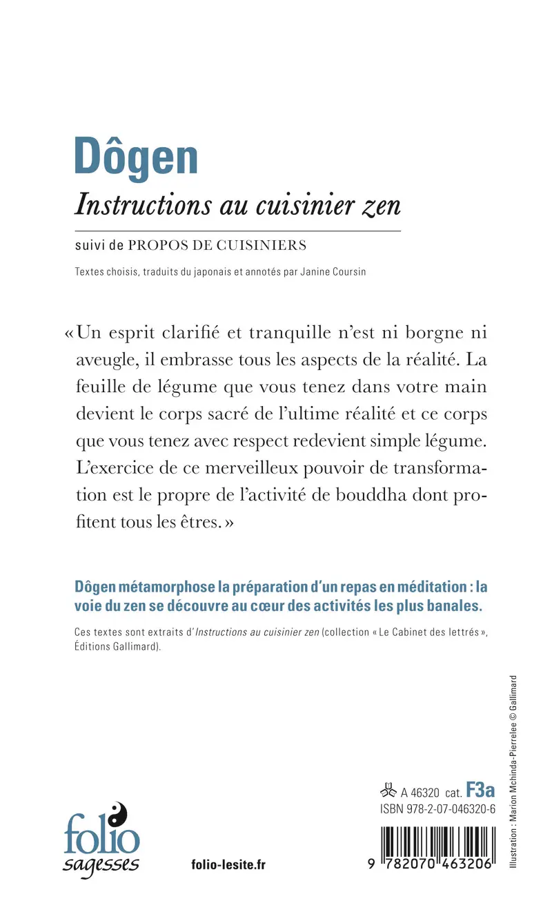 Instructions au cuisinier zen suivi de Propos de cuisiniers - Dôgen