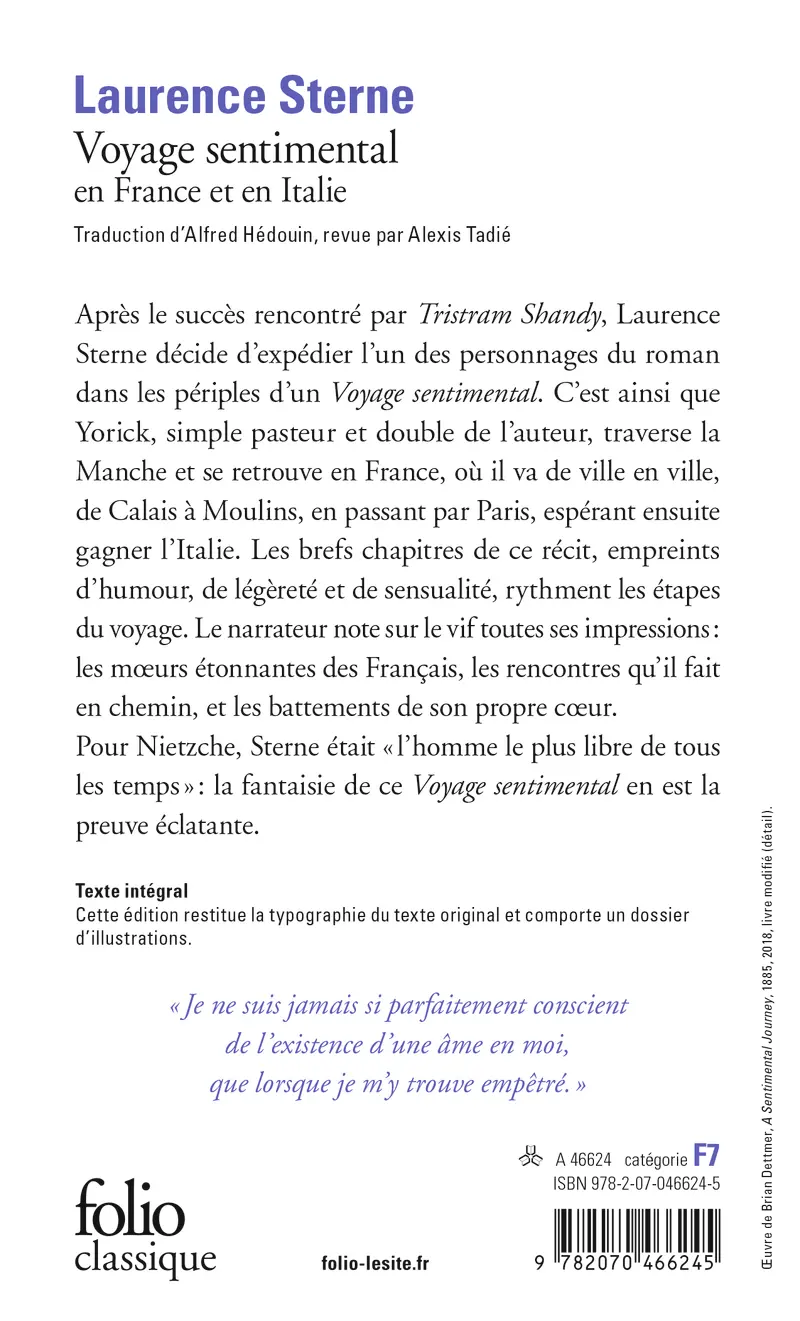 Voyage sentimental en France et en Italie - Laurence Sterne