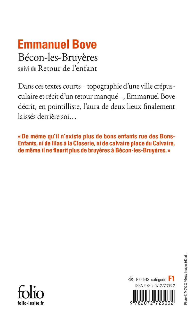 Bécon-les-Bruyères suivi de Le Retour de l'enfant - Emmanuel Bove