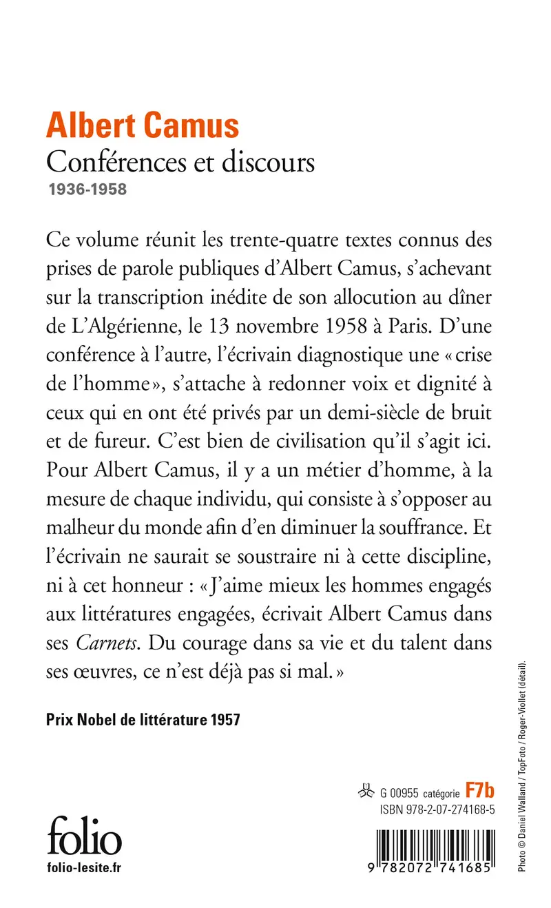 Conférences et discours - Albert Camus