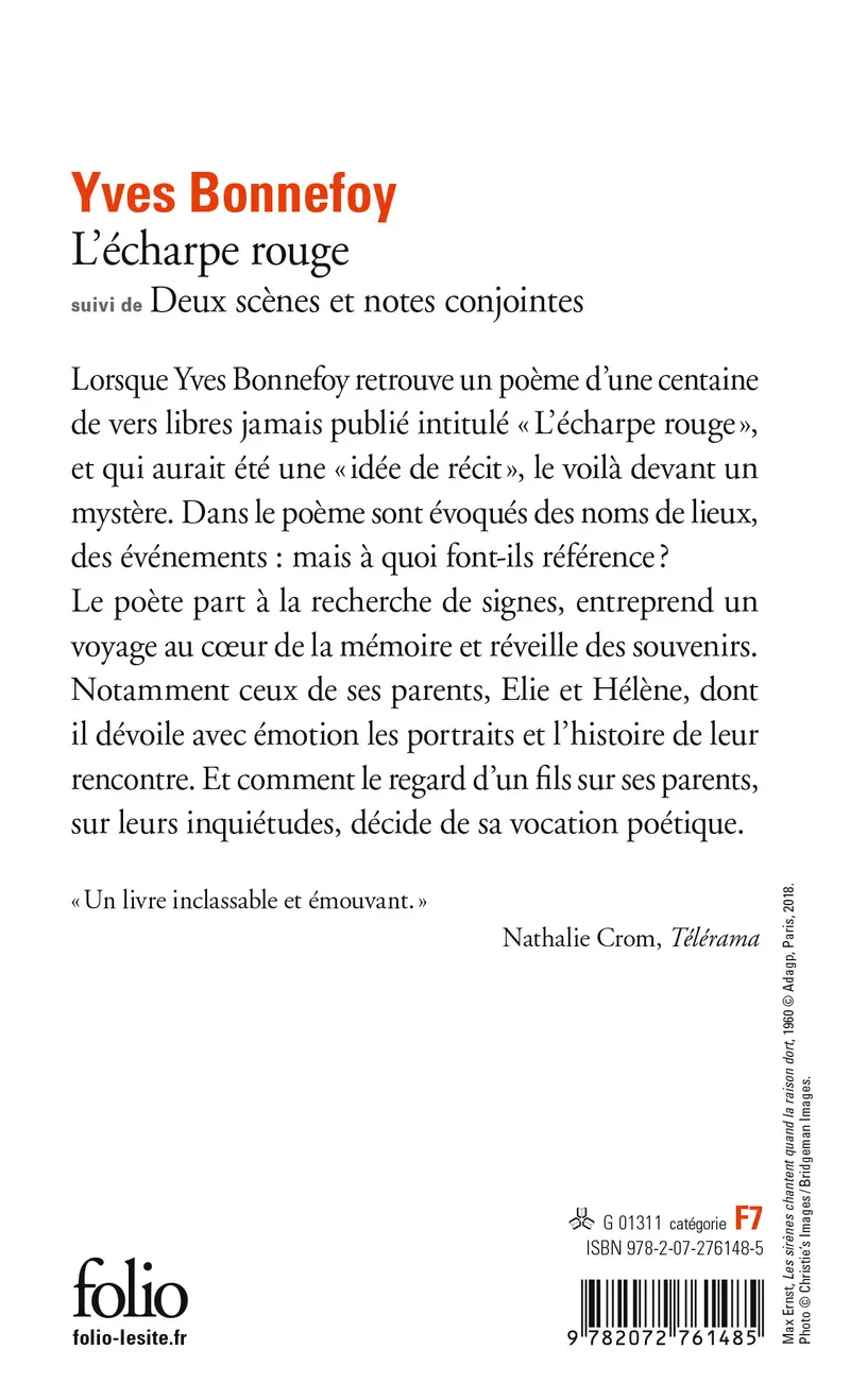 L'Écharpe rouge suivi de Deux scènes et notes conjointes - Yves Bonnefoy