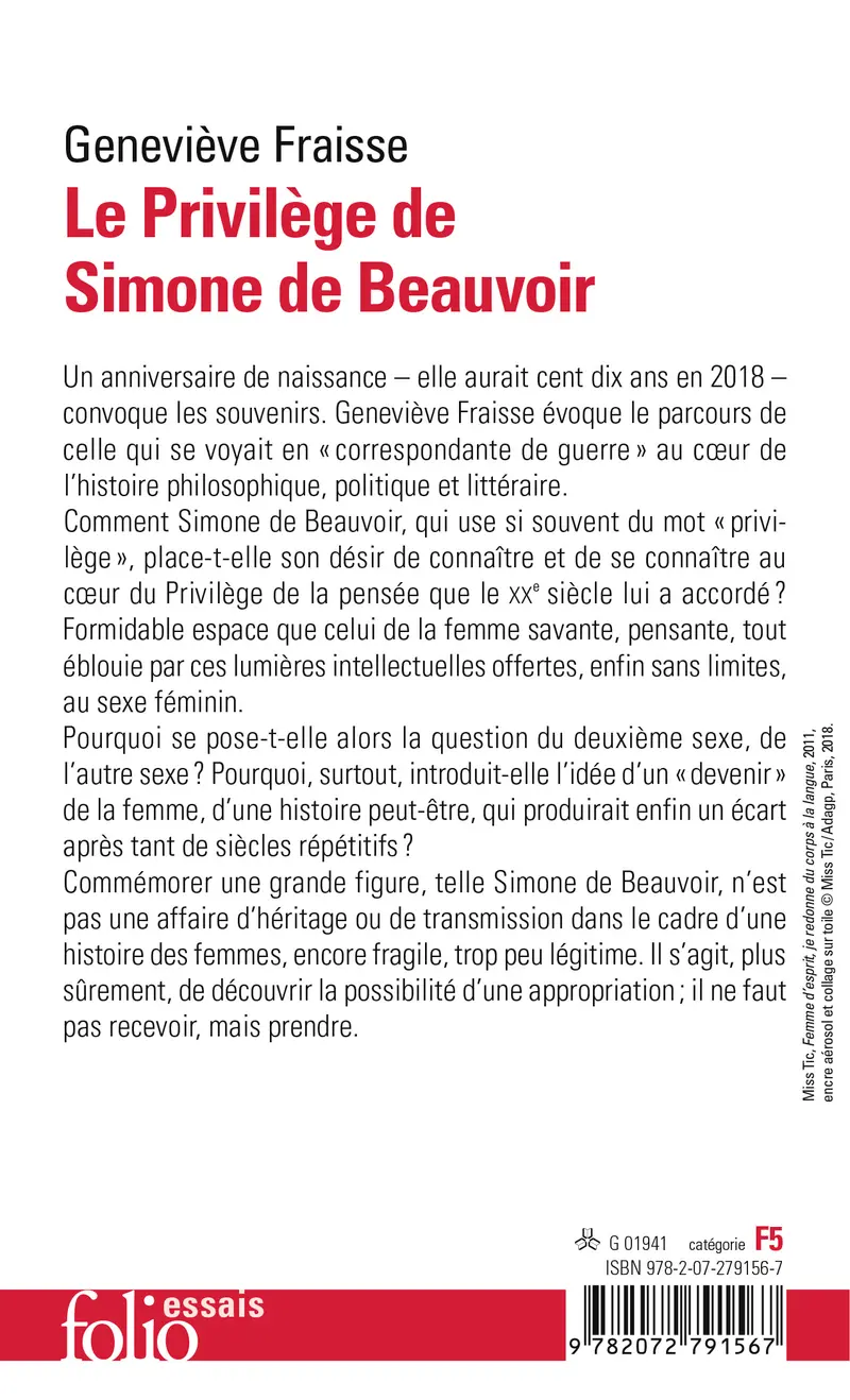 Le Privilège de Simone de Beauvoir - Geneviève Fraisse