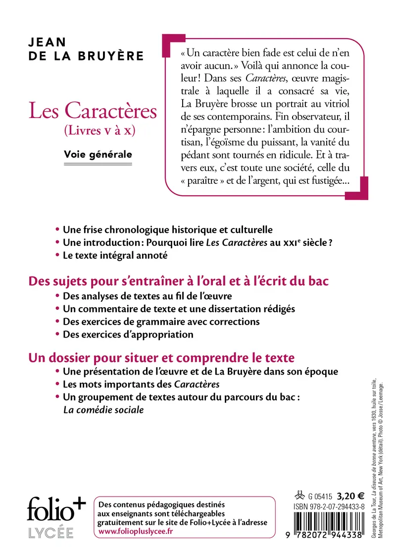 Les Caractères - Bac 2024 - Jean de La Bruyère