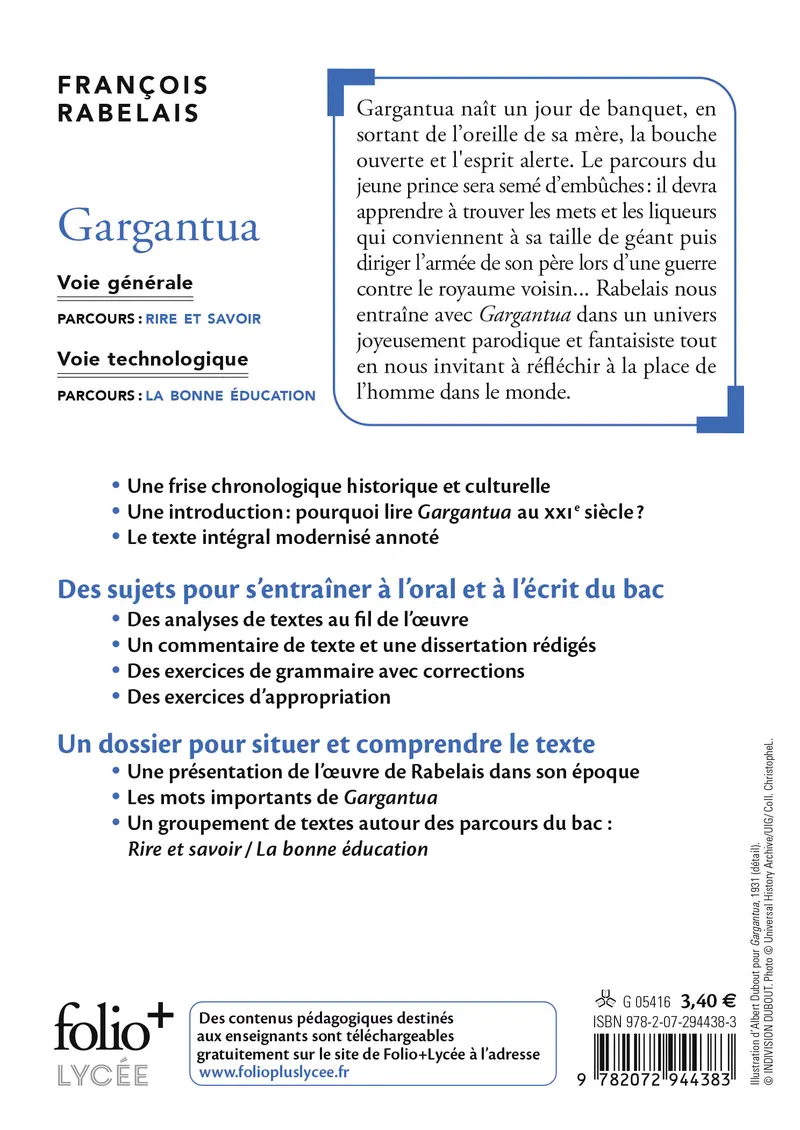 Gargantua - Bac 2024 - François Rabelais