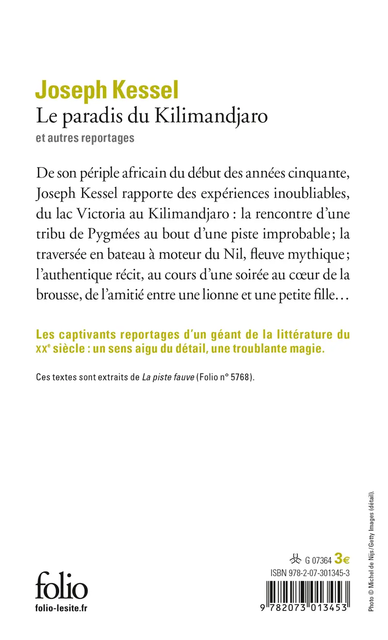 Le paradis du Kilimandjaro et autres reportages - Joseph Kessel