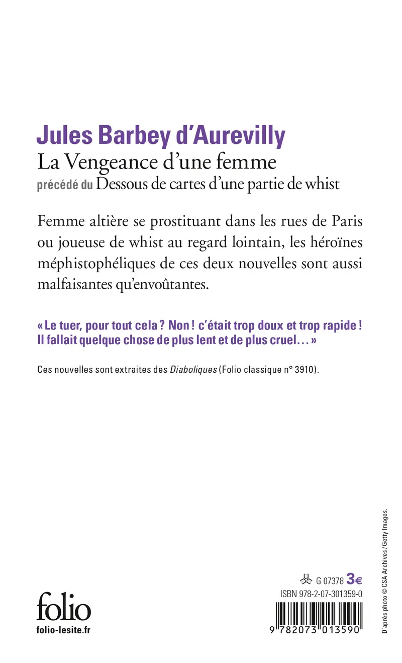 La Vengeance d'une femme précédé de Dessous de cartes d'une partie de whist - Jules Barbey d'Aurevilly