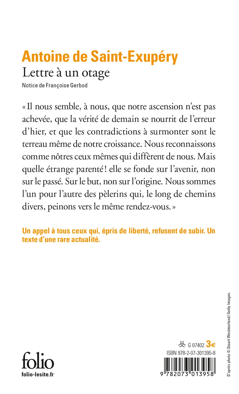 Lettre à un otage - Antoine de Saint-Exupéry