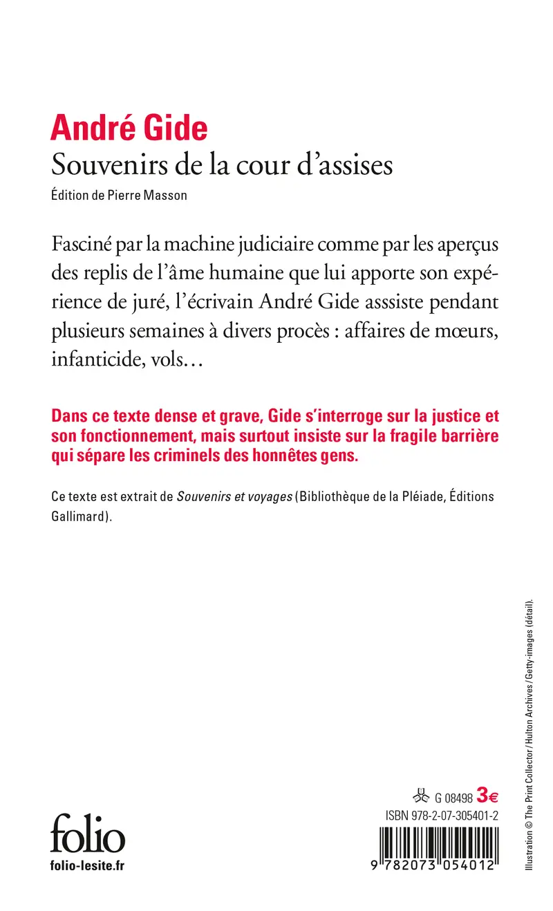 Souvenirs de la cour d'assises - André Gide