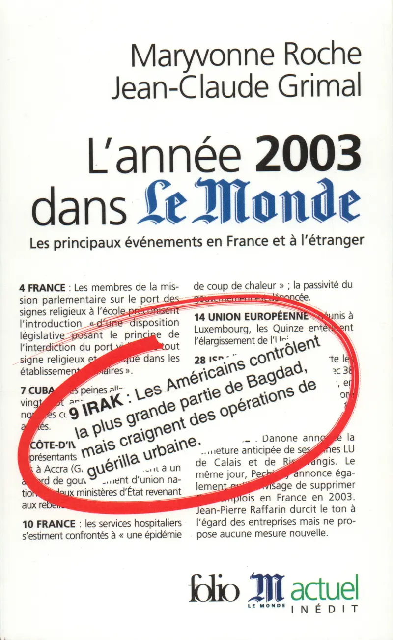 L'Année 2003 dans «Le Monde» - Maryvonne Roche - Jean-Claude Grimal