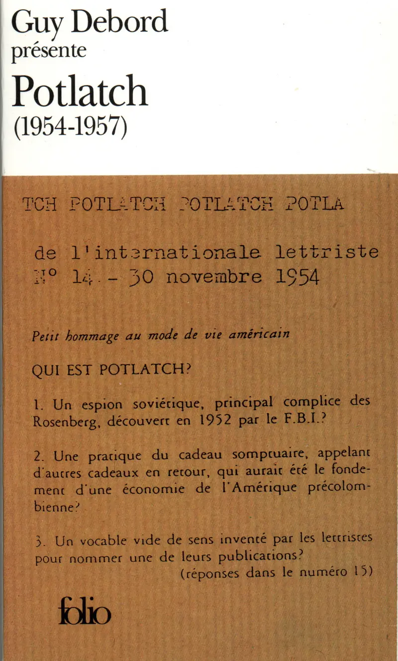 Guy Debord présente Potlatch - Collectif - Guy Debord