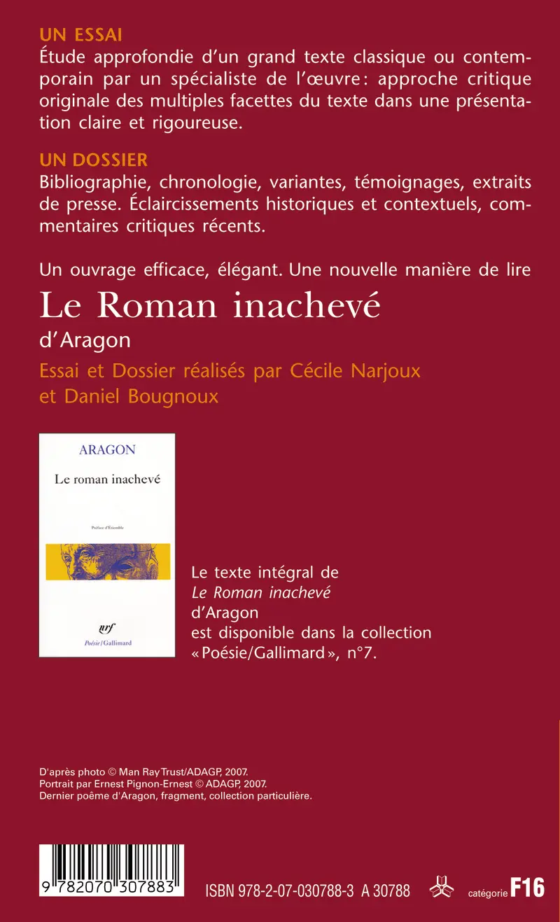 Le Roman inachevé d'Aragon (Essai et dossier) - Cécile Narjoux - Daniel Bougnoux