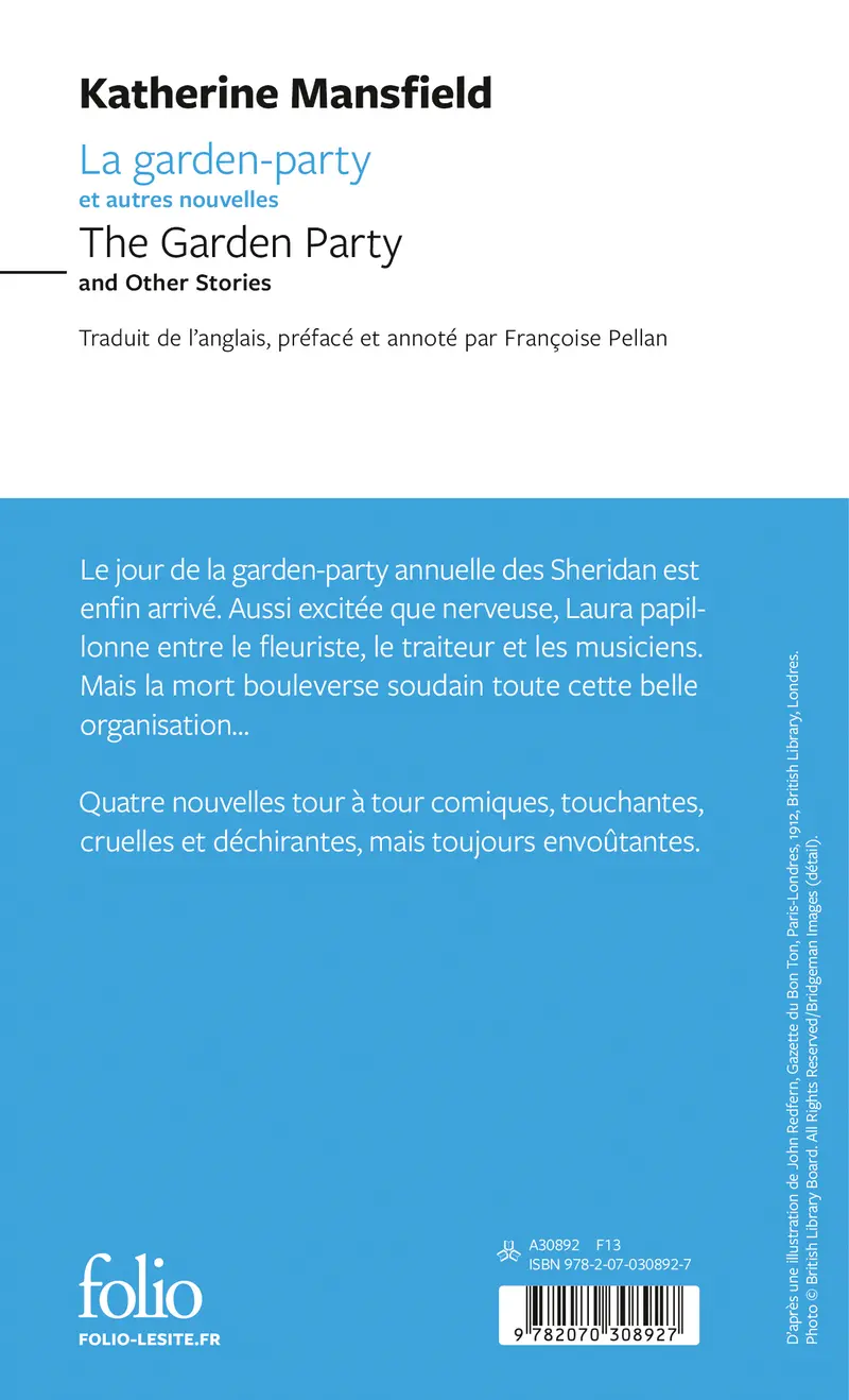 La garden-party et autres nouvelles/The Garden Party and other stories - Katherine Mansfield