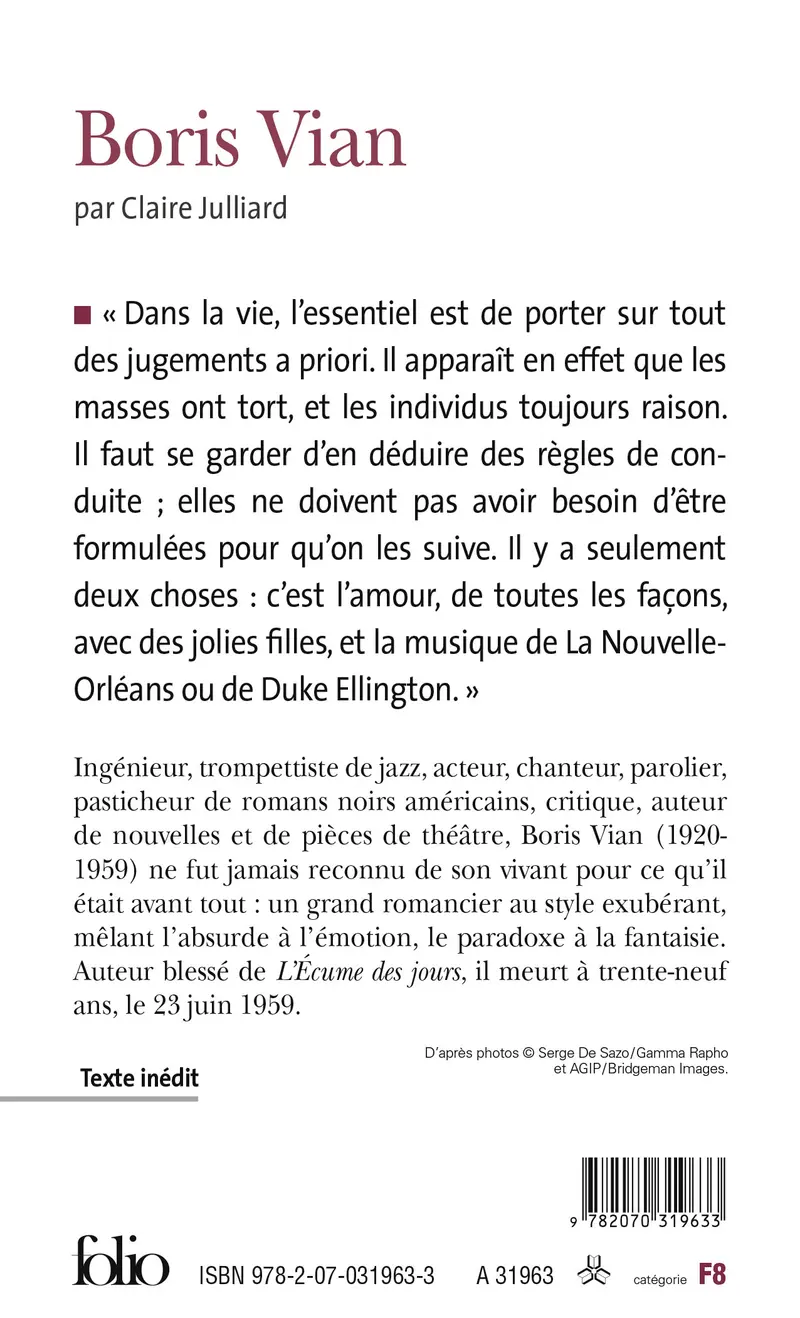 Boris Vian - Claire Julliard
