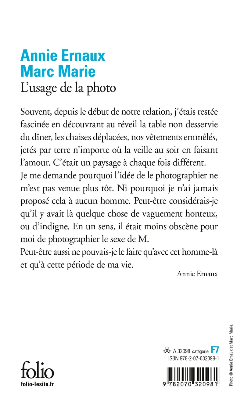 L'usage de la photo - Annie Ernaux - Marc Marie