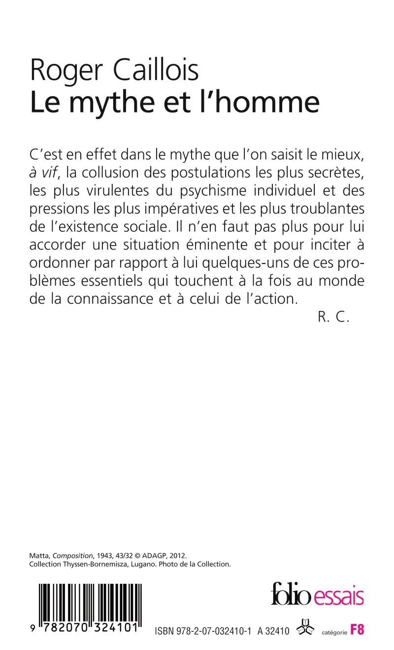 Le Mythe et l'homme - Roger Caillois