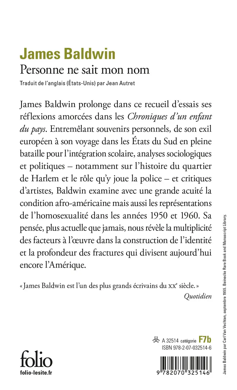 Personne ne sait mon nom - James Baldwin
