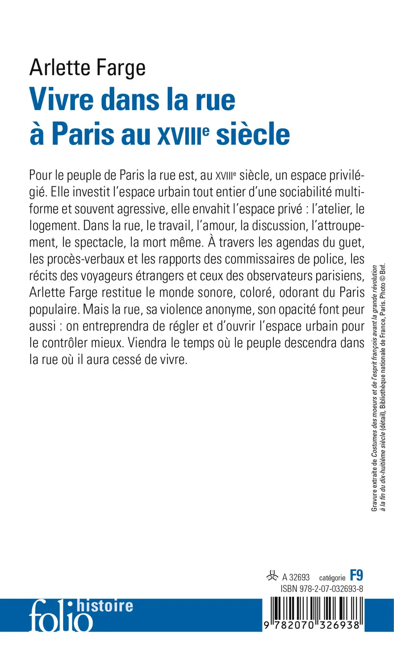 Vivre dans la rue à Paris au XVIIIe siècle - Arlette Farge