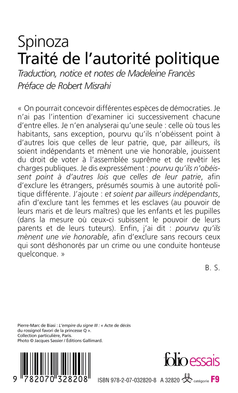 Traité de l'autorité politique - Spinoza