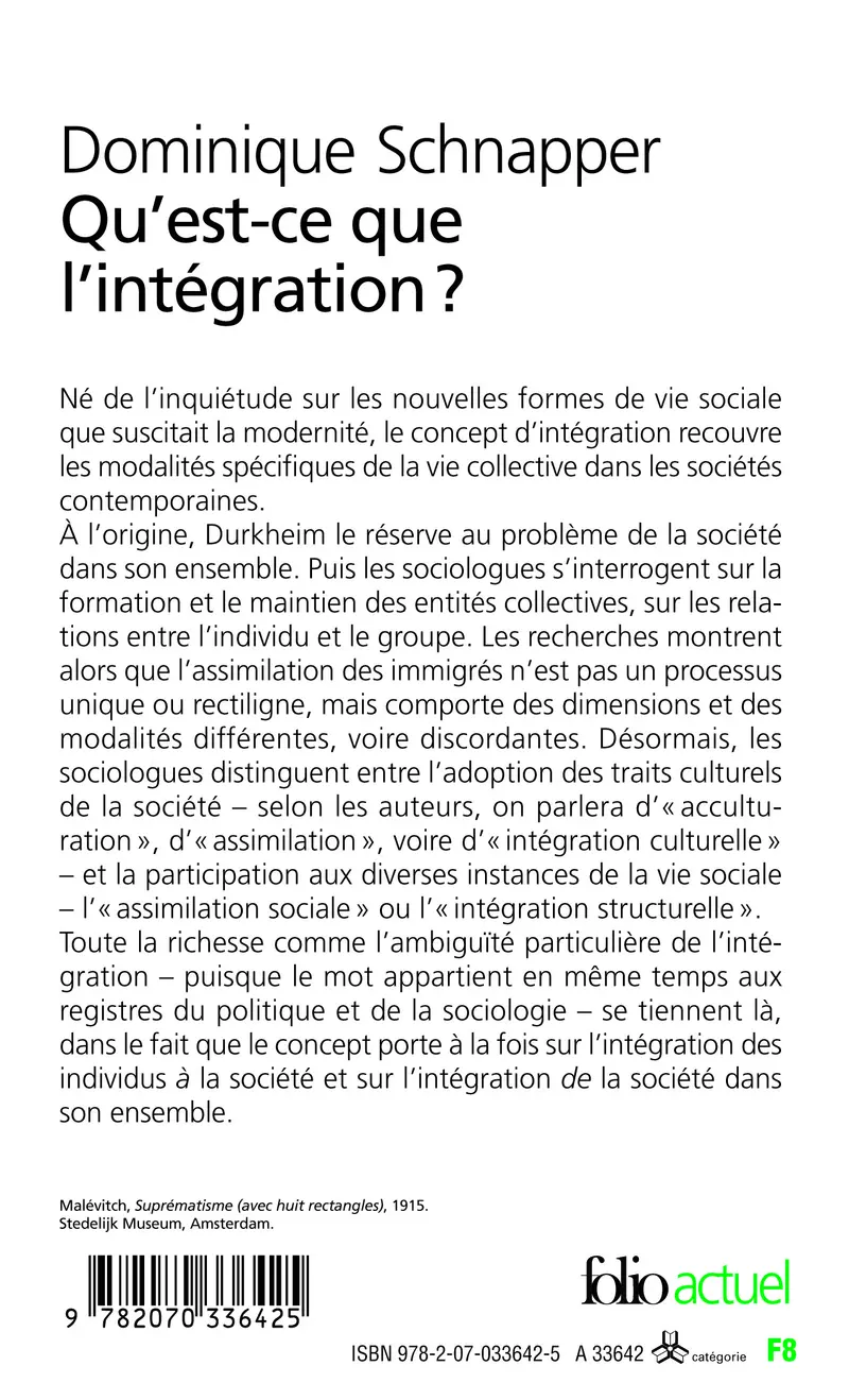 Qu'est-ce que l'intégration? - Dominique Schnapper