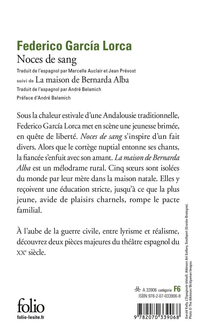 Noces de sang suivi de La Maison de Bernarda Alba - Federico García Lorca