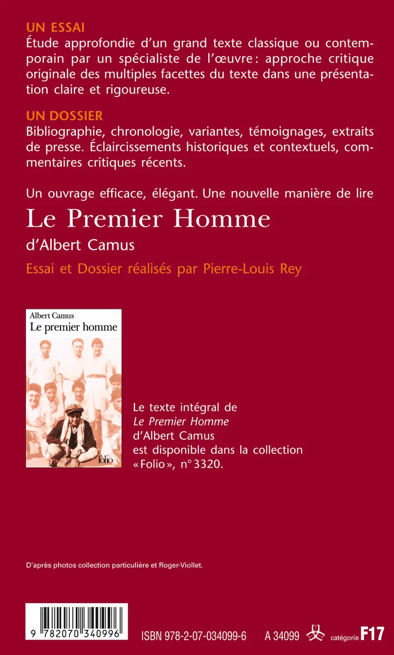 Le Premier Homme d'Albert Camus (Essai et dossier) - Pierre-Louis Rey