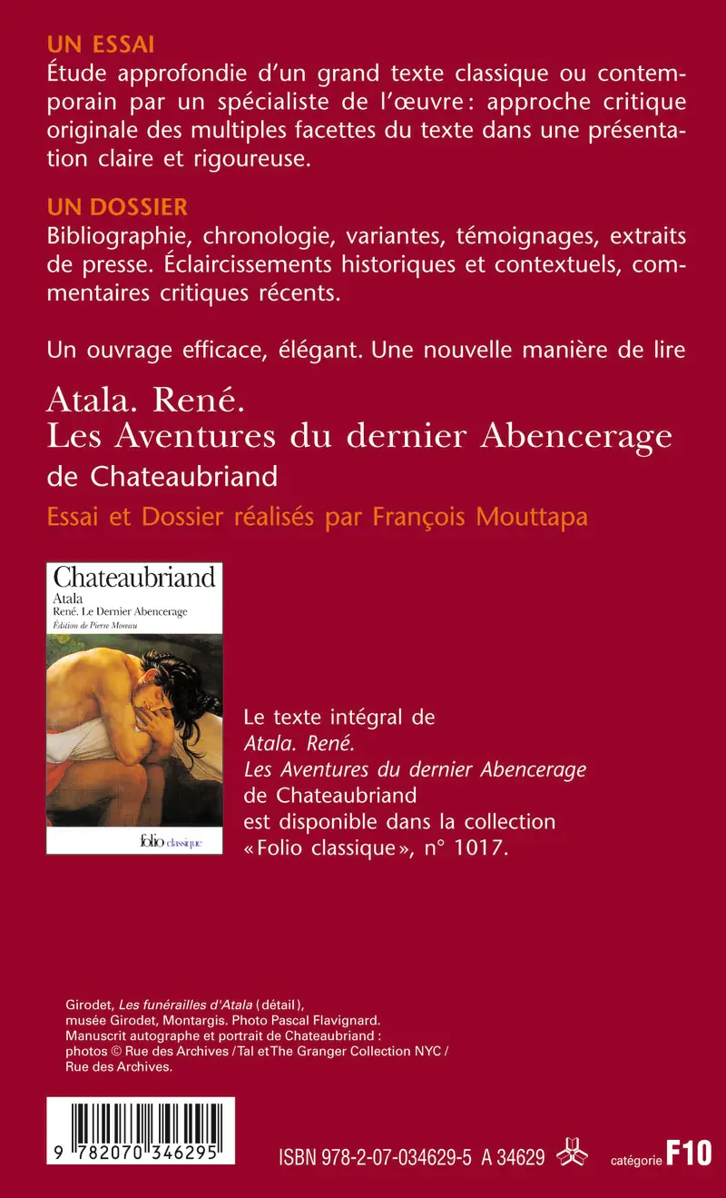 Atala – René – Les Aventures du dernier Abencerage, de Chateaubriand (Essai et dossier) - François Mouttapa